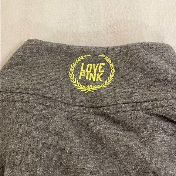 Victoria's Secret PINK Gray Pullover with Navy Logo Trim - Picture 6 of 7